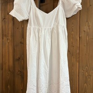 Adrianna Papell White Eyelet Mini Dress